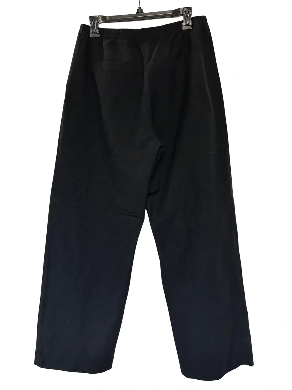 H&M Linen Blend Wide Leg Pants Womens M Black Pull On Elastic Waist Resort
